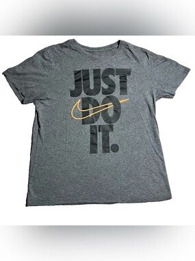 Nike Shirt Mens Large Gray Just Do It Swoosh Logo Athletic Tee Sports Casual